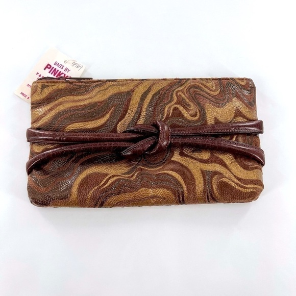 Bags by PINKY clutch, vtg/retro 80's leather, Brown/Bronze made in USA - Picture 11 of 13